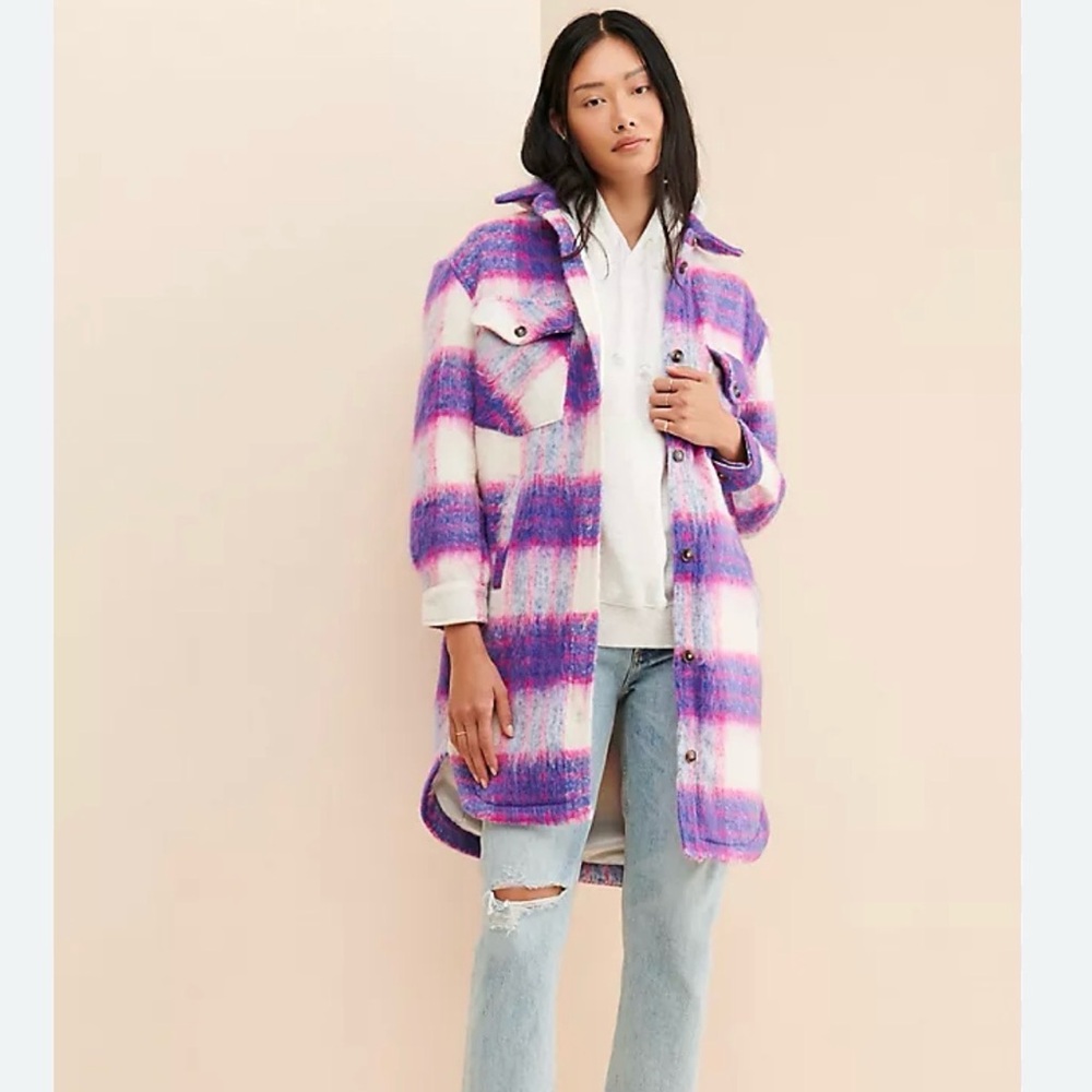 BLANKNYC Prime Time Shirt Jacket- Size S in Pink & Purple Plaid